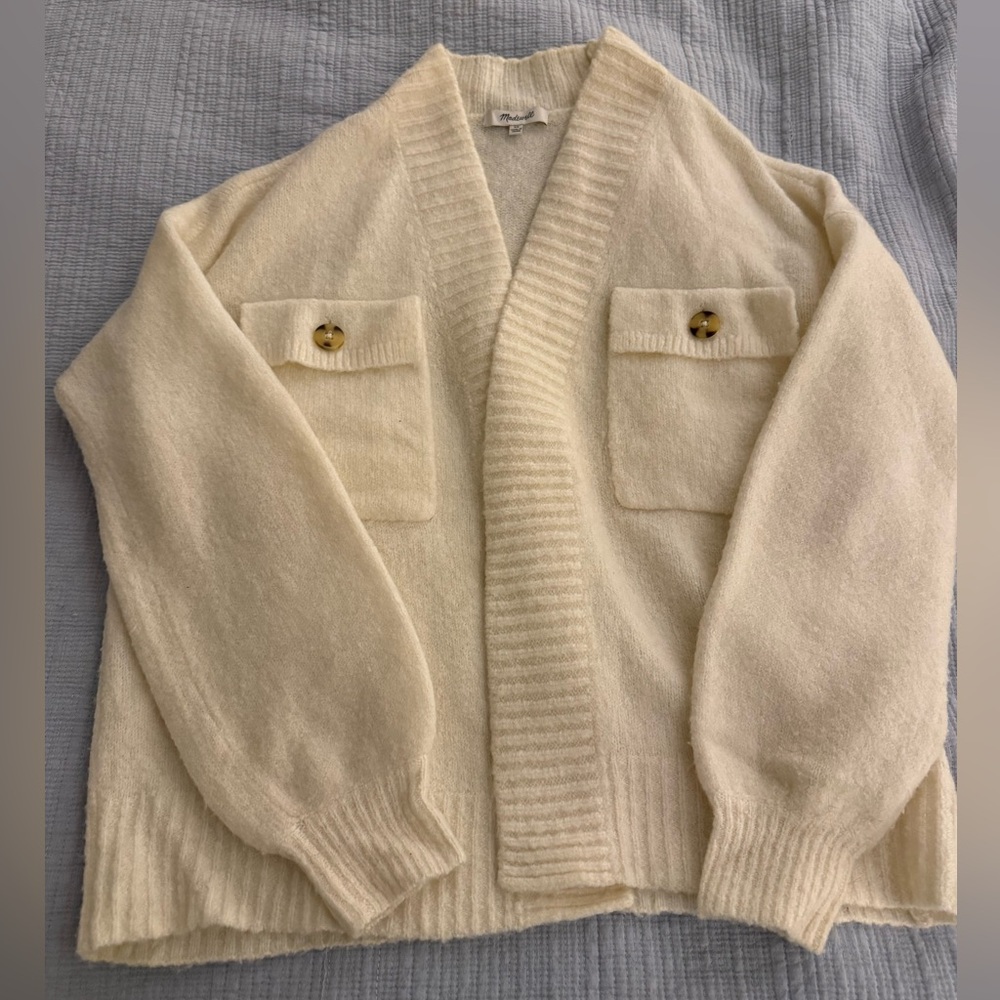 Madewell Cargo Cardigan Sweater Open Front Cream Size XS